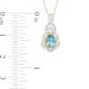 Thumbnail Image 2 of Pear-Shaped Swiss Blue Topaz and 0.15 CT. T.W. Diamond Scallop Frame Ornate Pendant in 10K Gold