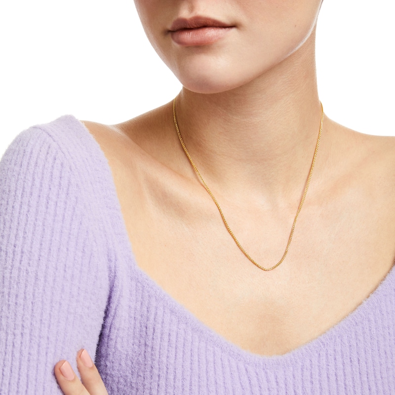 1.2mm Wheat Chain Necklace in Hollow 14K Gold - 18"