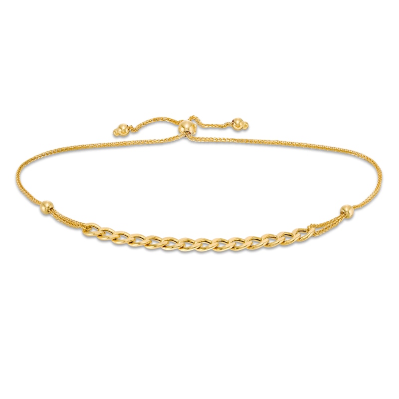 3.6mm Curb Chain Bolo Bracelet in 14K Gold - 9.25"|Peoples Jewellers