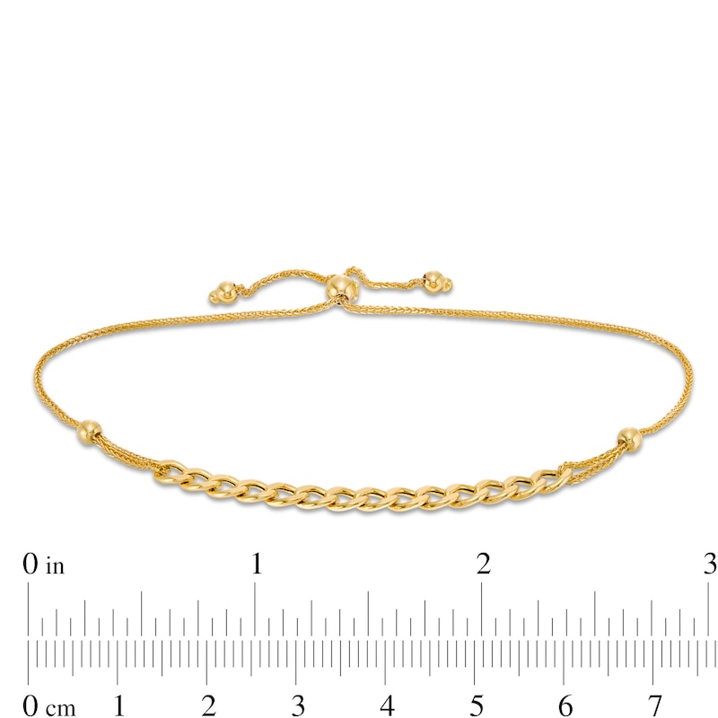 3.6mm Curb Chain Bolo Bracelet in 14K Gold - 9.25"