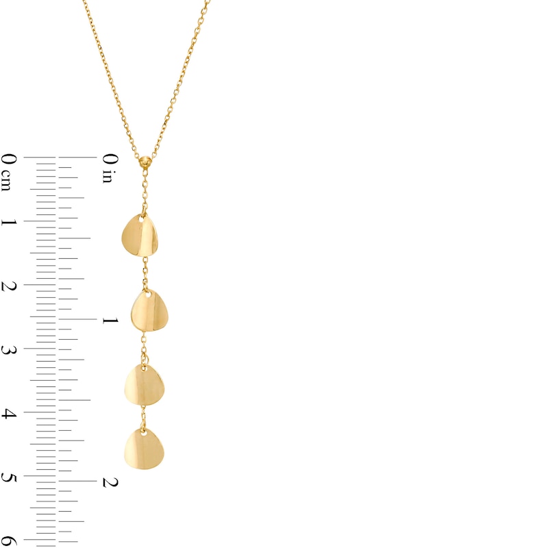 Flower Petal Station Linear Drop Necklace in 14K Gold - 16.5"