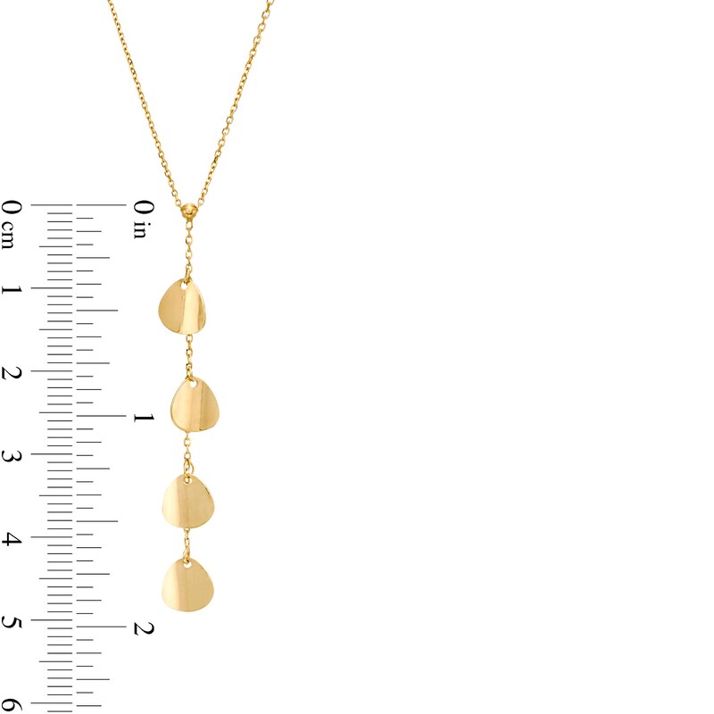 Flower Petal Station Linear Drop Necklace in 14K Gold - 16.5"