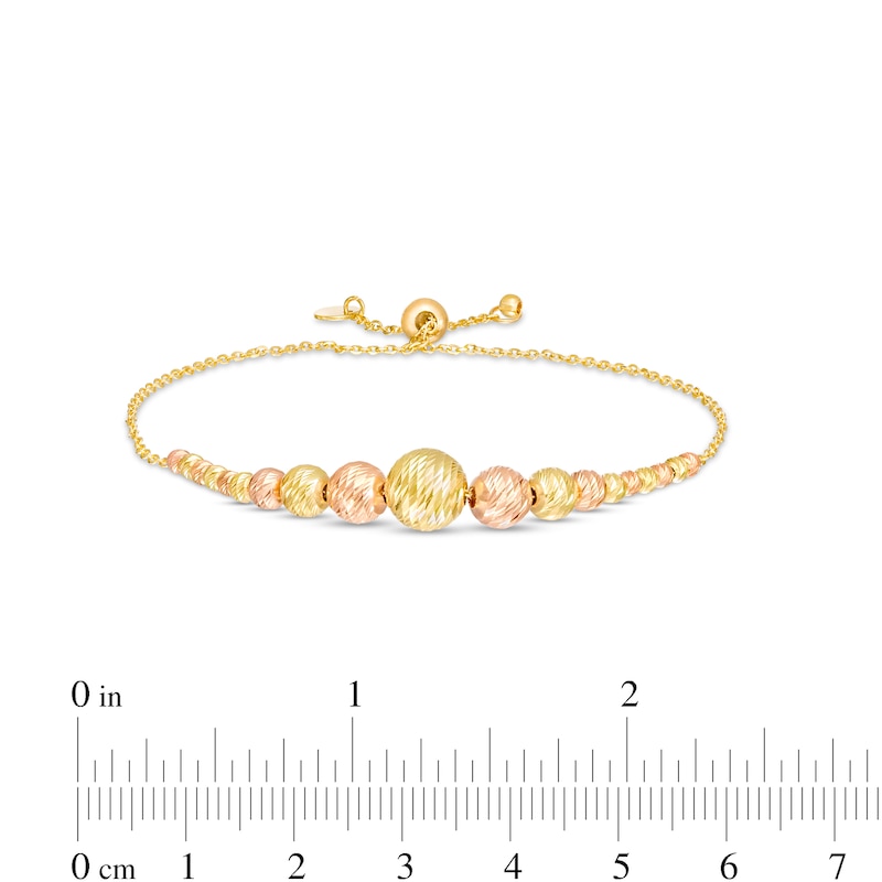 Main Image 3 of Diamond-Cut Beaded Bolo Bracelet in Hollow 14K Two-Tone Gold