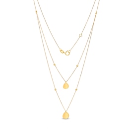 Italian Gold Flower Petal Off-Set Bead Station Double Strand Necklace in 14K Gold - 16.5&quot;