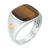 Thumbnail Image 2 of EFFY™ Collection Men's Cushion-Cut Tiger's Eye Panther Side Accent Signet Ring in Sterling Silver and 18K Gold