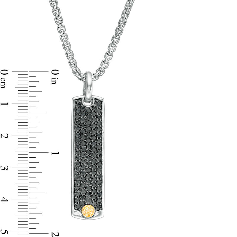 Main Image 3 of EFFY™ Collection Men's Black Spinel Panther Accent Dog Tag Pendant in Sterling Silver and 18K Gold - 22"