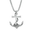 Thumbnail Image 0 of EFFY™ Collection Men's Grid Pattern and Rope Accent Anchor Pendant in Sterling Silver - 22"