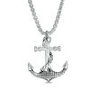 Thumbnail Image 1 of EFFY™ Collection Men's Grid Pattern and Rope Accent Anchor Pendant in Sterling Silver - 22"