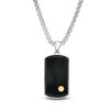 Thumbnail Image 0 of EFFY™ Collection Men's Rectangle Onyx Bevelled Edge Panther Accent Dog Tag Pendant in Sterling Silver and 18K Gold - 22"