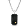 Thumbnail Image 1 of EFFY™ Collection Men's Rectangle Onyx Bevelled Edge Panther Accent Dog Tag Pendant in Sterling Silver and 18K Gold - 22"