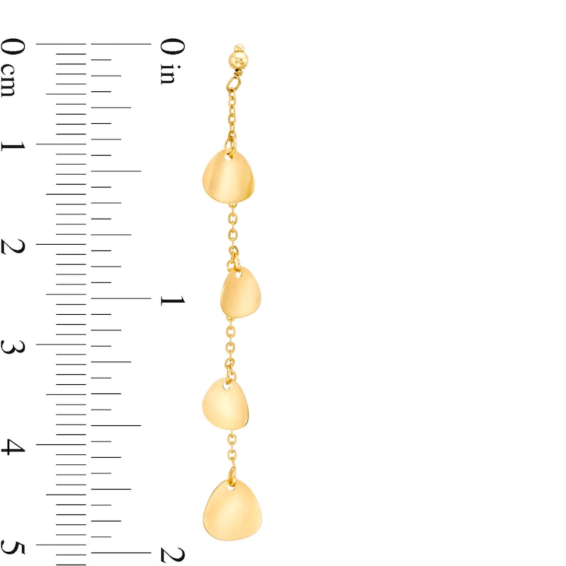 Flower Petal Station Chain Drop Earrings in 14K Gold