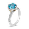 Thumbnail Image 1 of Enchanted Disney Aladdin 8.0mm Swiss Blue Topaz and 0.18 CT. T.W. Diamond Frame Ring in 10K Two-Tone Gold