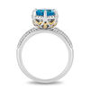 Thumbnail Image 2 of Enchanted Disney Aladdin 8.0mm Swiss Blue Topaz and 0.18 CT. T.W. Diamond Frame Ring in 10K Two-Tone Gold