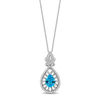Thumbnail Image 1 of Enchanted Disney Aladdin Pear-Shaped Swiss Blue Topaz and 0.18 CT. T.W. Diamond Frame Drop Pendant in Sterling Silver