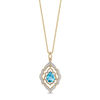 Thumbnail Image 0 of Enchanted Disney Aladdin Pear-Shaped Swiss Blue Topaz and 0.08 CT. T.W. Diamond Arabesque Frame Pendant in 10K Gold