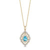 Enchanted Disney Aladdin Pear-Shaped Swiss Blue Topaz and 0.08 CT. T.W. Diamond Arabesque Frame Pendant in 10K Gold
