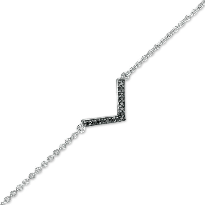 0.04 CT. T.W. Black Diamond "V" Anklet in Sterling Silver - 10"