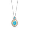 Enchanted Disney Aladdin Oval Swiss Blue Topaz and 0.18 CT. T.W. Diamond Frame Pendant in 10K Two-Tone Gold - 19"