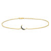 Thumbnail Image 1 of Black Diamond Accent Crescent Moon Anklet in Sterling Silver with 14K Gold Plate - 10"