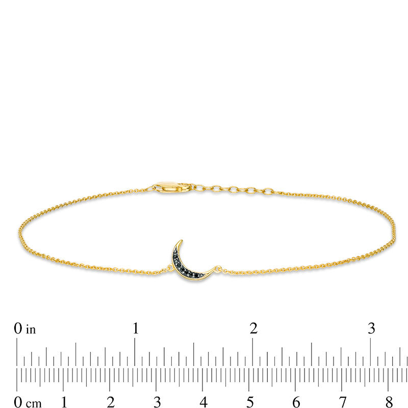 Main Image 4 of Black Diamond Accent Crescent Moon Anklet in Sterling Silver with 14K Gold Plate - 10"