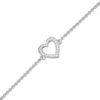Thumbnail Image 1 of 0.067 CT. T.W. Diamond Heart Outline Anklet in Sterling Silver - 10"