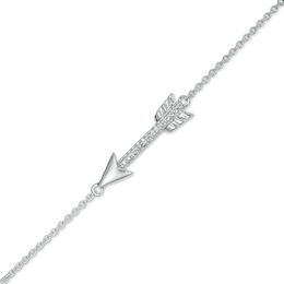 Diamond Accent Arrow Anklet in Sterling Silver - 10&quot;