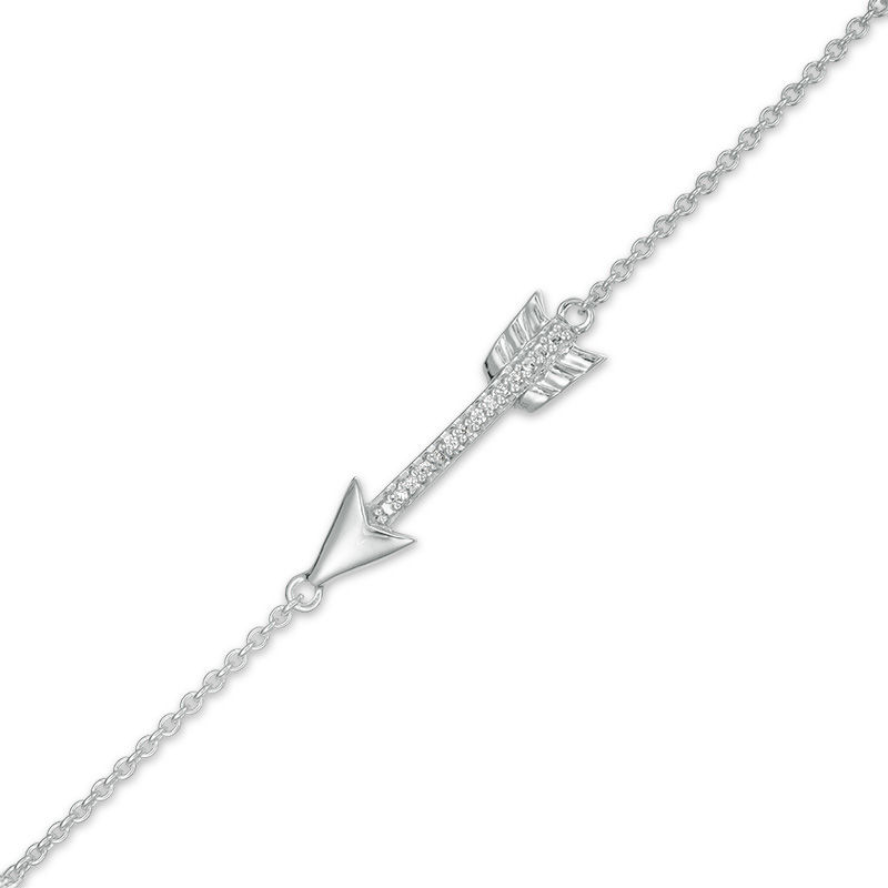 Diamond Accent Arrow Anklet in Sterling Silver - 10"|Peoples Jewellers