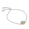 Thumbnail Image 1 of Enchanted Disney Aladdin Oval Swiss Blue Topaz and 0.065 CT. T.W. Diamond Bolo Bracelet in Sterling Silver and 10K Gold