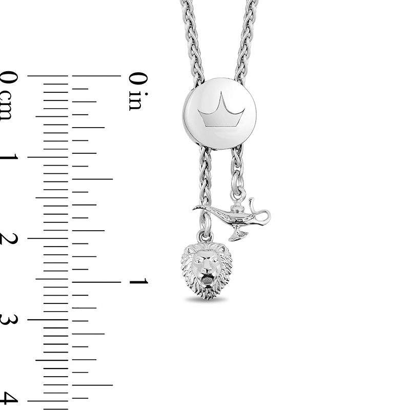 Main Image 3 of Enchanted Disney Aladdin Oval Swiss Blue Topaz and 0.065 CT. T.W. Diamond Bolo Bracelet in Sterling Silver and 10K Gold