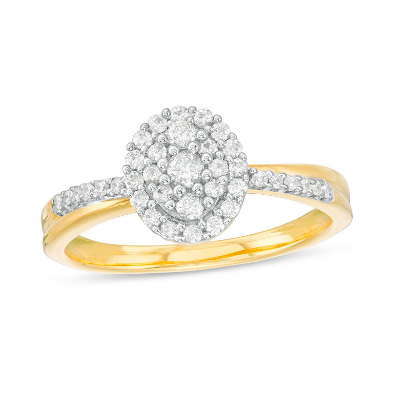 0.29 CT. T.W. Diamond Double Oval Frame Ring in 10K Gold