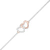 Thumbnail Image 0 of 0.04 CT. T.W. Diamond Interlinking Hearts Anklet in Sterling Silver and 10K Rose Gold - 10"