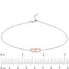 Thumbnail Image 3 of 0.04 CT. T.W. Diamond Interlinking Hearts Anklet in Sterling Silver and 10K Rose Gold - 10"
