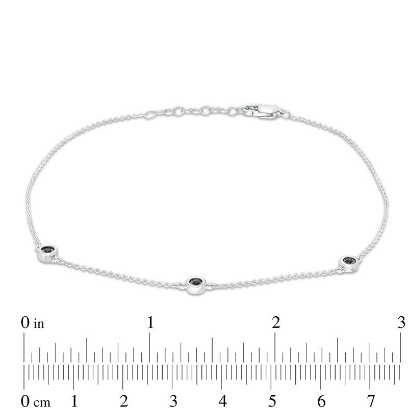 Main Image 4 of Black Diamond Accent Circle Station Anklet in Sterling Silver - 10"