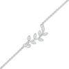 Thumbnail Image 1 of 0.04 CT. T.W. Diamond Leaf Anklet in Sterling Silver - 10"