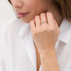Thumbnail Image 1 of 0.04 CT. T.W. Diamond Double Heart Ring in Sterling Silver and 10K Rose Gold