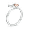 Thumbnail Image 2 of 0.04 CT. T.W. Diamond Double Heart Ring in Sterling Silver and 10K Rose Gold