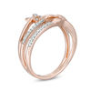 Thumbnail Image 2 of 0.145 CT. T.W. Diamond Butterfly and Leaf Multi-Row Wrap Ring in 10K Rose Gold