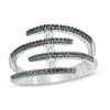 Thumbnail Image 0 of 0.37 CT. T.W. Enhanced Black and White Diamond Multi-Row Open Shank Wrap Ring in Sterling Silver