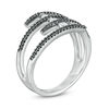 Thumbnail Image 2 of 0.37 CT. T.W. Enhanced Black and White Diamond Multi-Row Open Shank Wrap Ring in Sterling Silver