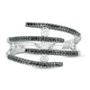 Thumbnail Image 3 of 0.37 CT. T.W. Enhanced Black and White Diamond Multi-Row Open Shank Wrap Ring in Sterling Silver