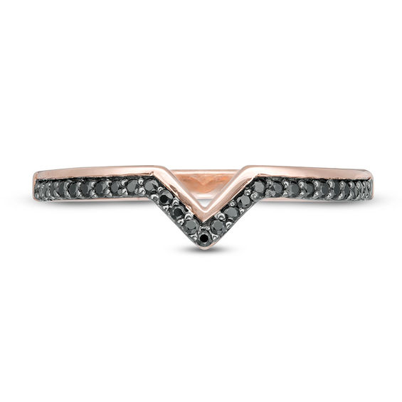 0.116 CT. T.W. Black Diamond Chevron Ring in 10K Rose Gold
