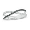 0.18 CT. T.W. Enhanced Black and White Diamond Crossover Ring in Sterling Silver