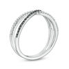 0.18 CT. T.W. Enhanced Black and White Diamond Crossover Ring in Sterling Silver