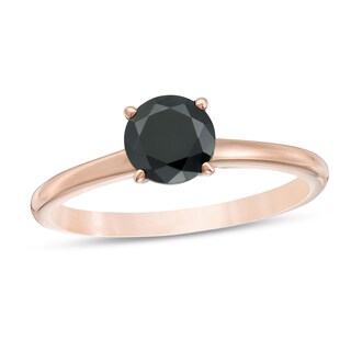 CT. Black Diamond Solitaire Engagement Ring in 10K Rose Gold
