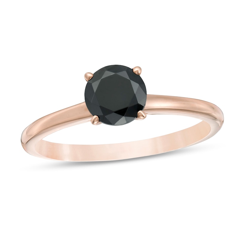 CT. Black Diamond Solitaire Engagement Ring in 10K Rose Gold