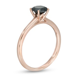 CT. Black Diamond Solitaire Engagement Ring in 10K Rose Gold