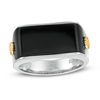 Thumbnail Image 0 of EFFY™ Collection Men's Onyx Panther Side Accent Signet Ring in Sterling Silver and 18K Gold