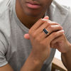 Thumbnail Image 1 of EFFY™ Collection Men's Onyx Panther Side Accent Signet Ring in Sterling Silver and 18K Gold