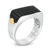 Thumbnail Image 2 of EFFY™ Collection Men's Onyx Panther Side Accent Signet Ring in Sterling Silver and 18K Gold