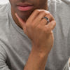 Thumbnail Image 1 of EFFY™ Collection Men's Black Spinel Geometric Chain Link Ring in Sterling Silver